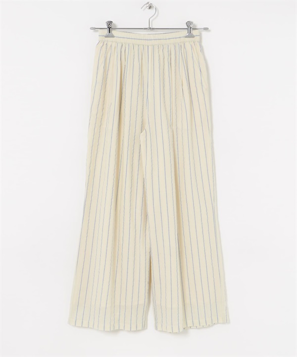new basic 印度棉泡泡紗直條紋長褲(淺膚色-FREE-L.BEIGE)