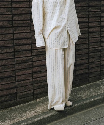 new basic 印度棉泡泡紗直條紋長褲