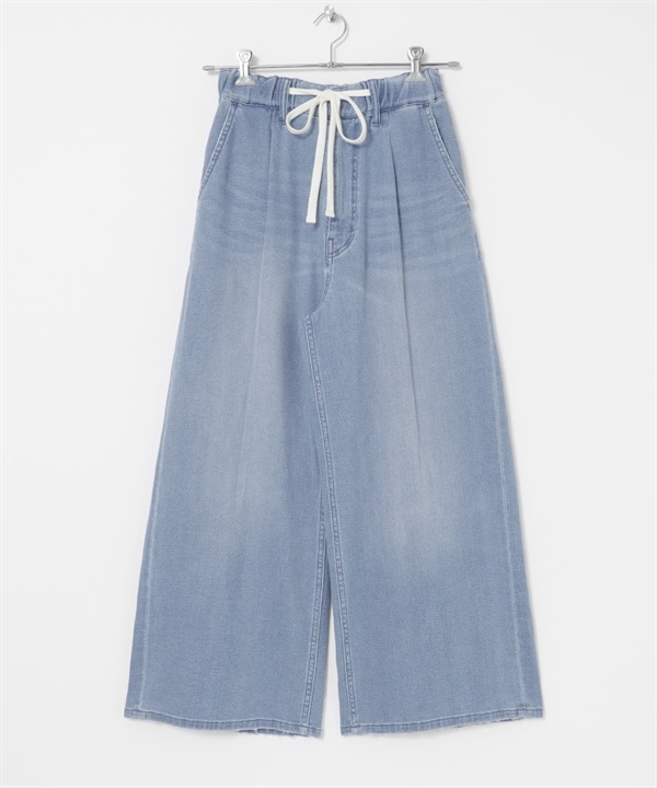 棉麻牛仔輕便長褲(淺藍色-36-LIGHT BLUE)