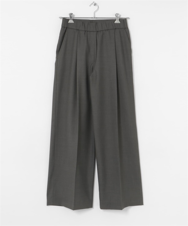 寬版碎褶長褲(炭灰色-36-CHARCOAL GRAY)