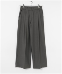 寬版碎褶長褲(炭灰色-36-CHARCOAL GRAY)