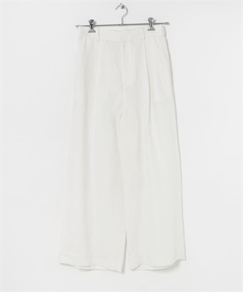 new basic 亞麻輕便寬褲(米色-38-OFF WHITE)