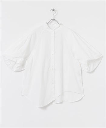 不規則下襬立領罩衫(米色-FREE-OFF WHITE)