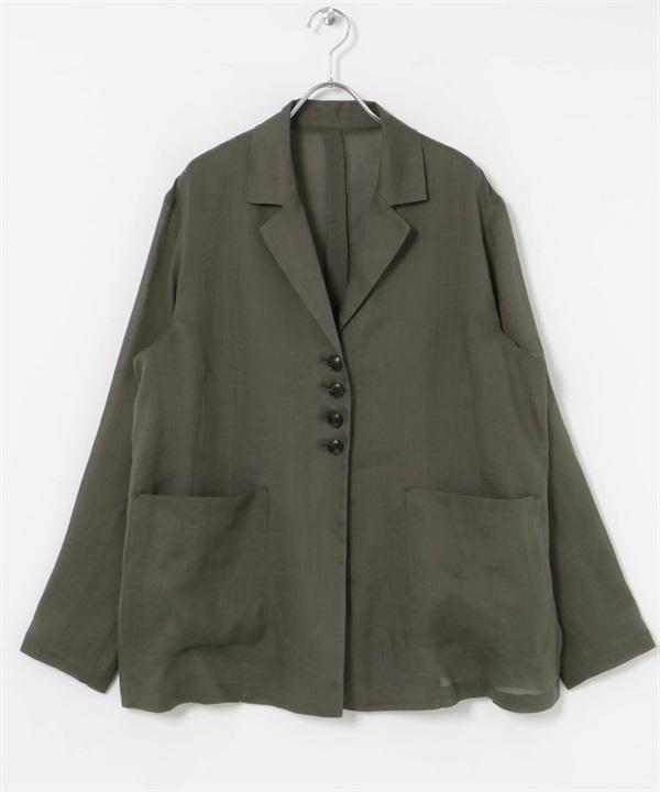 new basic 苧麻寬版西裝外套(卡其綠-FREE-KHAKI)
