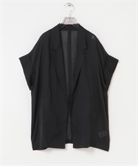 透膚五分袖西裝外套(黑色-FREE-BLACK)