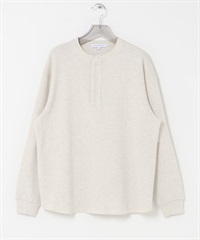 UR TECH 細密華夫格亨利領長袖上衣(燕麥色-M-OATMEAL)