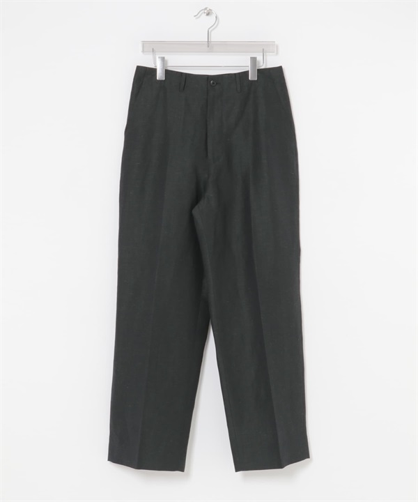 new basic 羊毛亞麻西裝褲(深綠色-M-其他綠色)