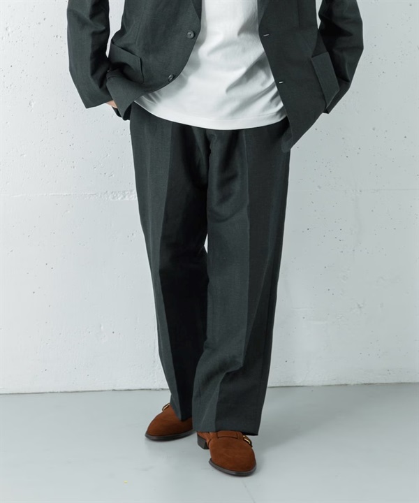 new basic 羊毛亞麻西裝褲