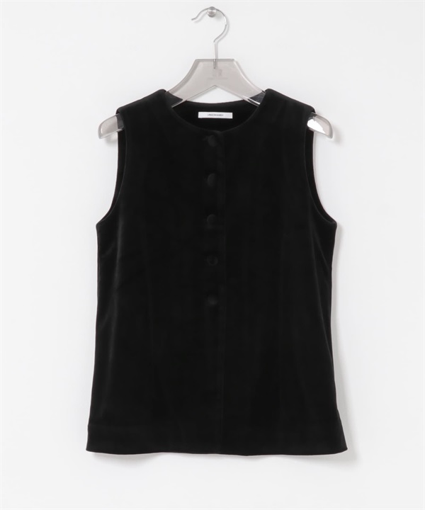 鈕扣設計絲絨背心(黑色-FREE-BLACK)