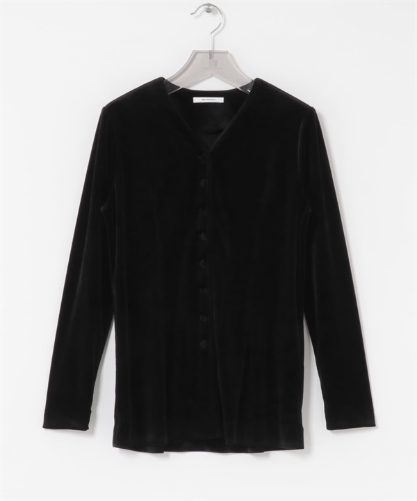 絲絨開襟衫(黑色-FREE-BLACK)