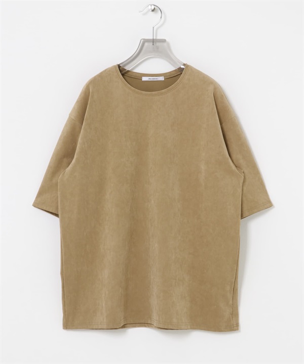 仿麂皮圓領上衣(膚色-FREE-BEIGE)