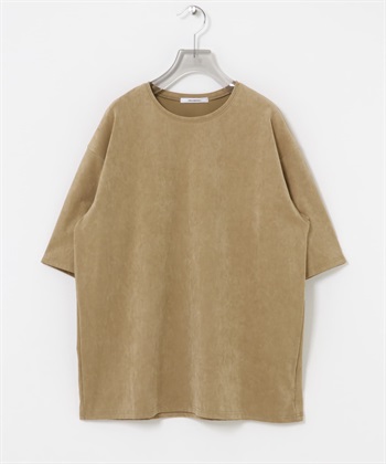 仿麂皮圓領上衣(膚色-FREE-BEIGE)