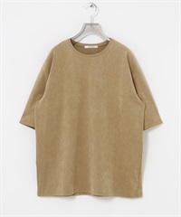 仿麂皮圓領上衣(膚色-FREE-BEIGE)