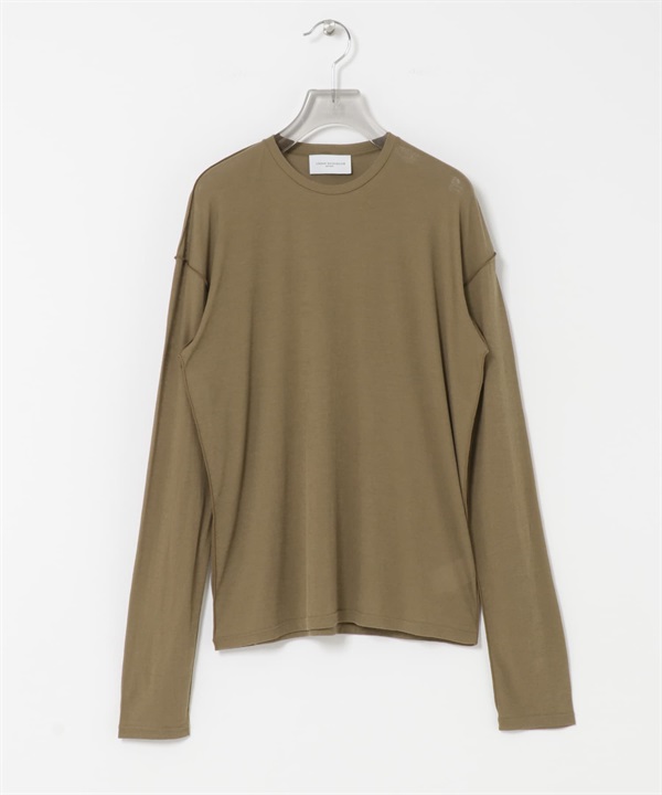 new basic 外縫線透膚上衣(卡其膚色-FREE-其他綠色)