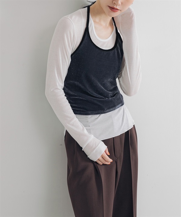 強撚透膚上衣