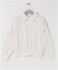 襯衫領棉質毛圈上衣(米色-FREE-OFF WHITE)