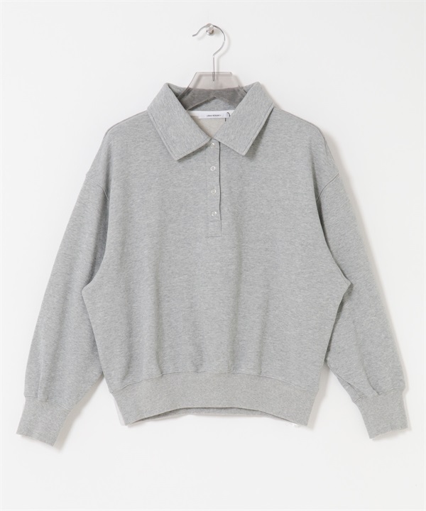 襯衫領棉質毛圈上衣(灰色-FREE-GRAY)