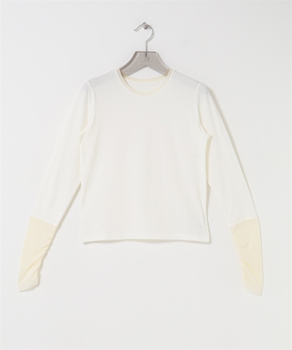 日本製薄紗拼接上衣(米白色-FREE-OFF WHITE)