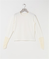 日本製薄紗拼接上衣(米白色-FREE-OFF WHITE)