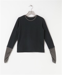 日本製薄紗拼接上衣(黑色-FREE-BLACK)