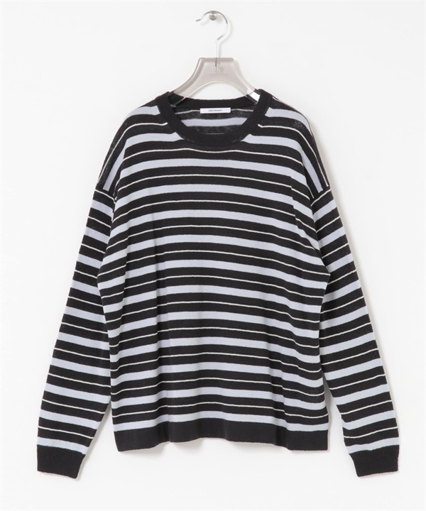 多彩橫紋圓領針織衫(炭灰色-FREE-CHARCOAL GRAY)