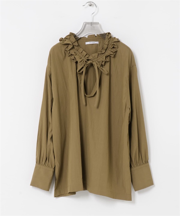 荷葉邊設計罩衫(駝色-FREE-CAMEL)