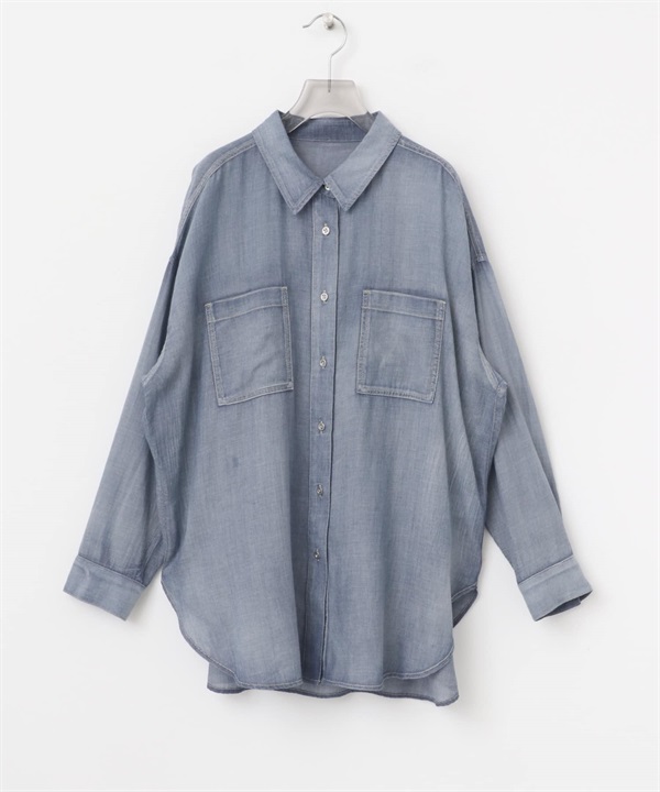 透膚牛仔襯衫(淺藍色-FREE-LIGHT BLUE)