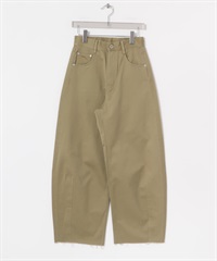 不收邊弧線剪裁長褲(膚色-36-BEIGE)