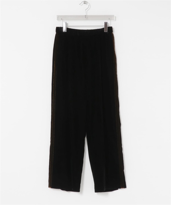 側邊線條絲絨輕便長褲(黑色-36-BLACK)