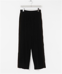 側邊線條絲絨輕便長褲(黑色-36-BLACK)