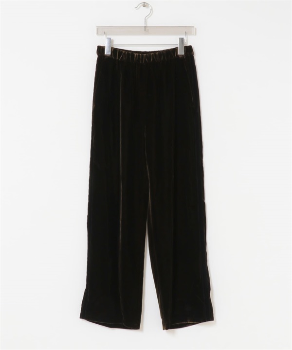 側邊線條絲絨輕便長褲(棕色-36-BROWN)