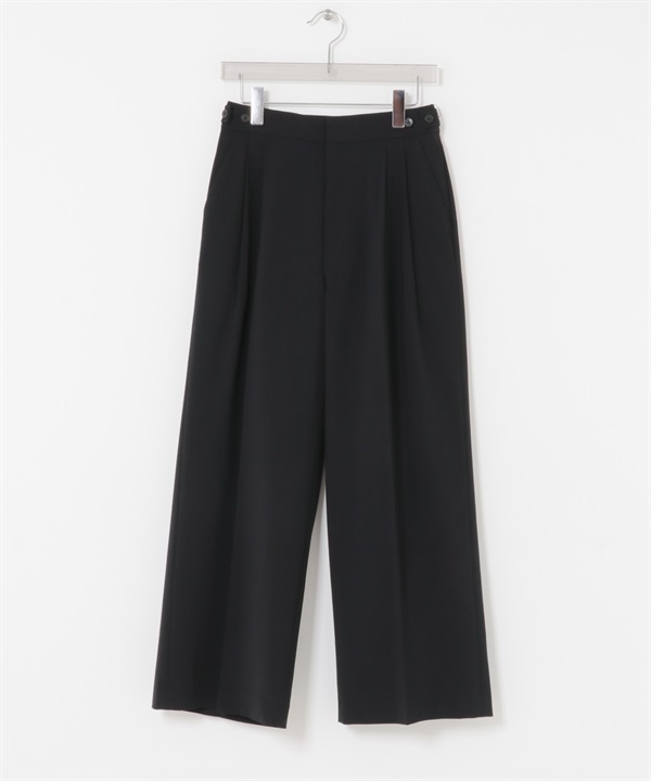 羊毛混紡寬版直筒褲(黑色-36-BLACK)