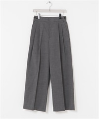 羊毛混紡寬版直筒褲(灰色條紋-36-其他灰色)