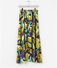 藝術印花碎褶裙(黃色系-FREE-其他黃色)