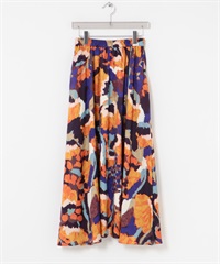 藝術印花碎褶裙(橘色系-FREE-其他橘色)