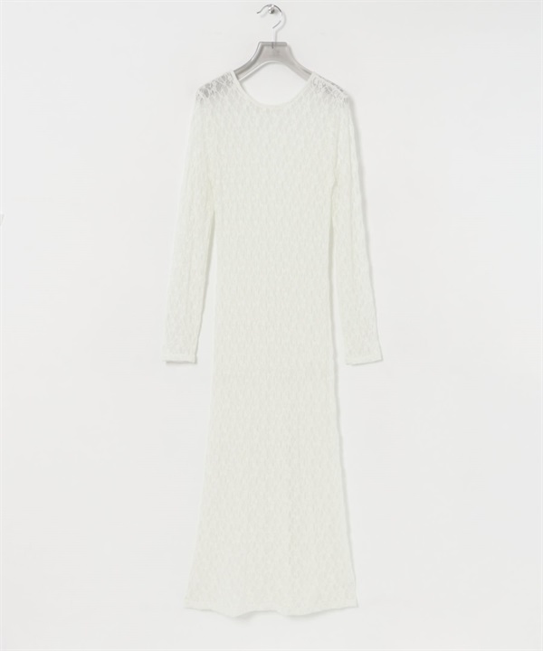 彈性蕾絲洋裝(米色-FREE-OFF WHITE)