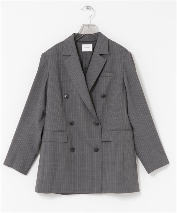 羊毛混紡西裝外套(灰色條紋-36-其他灰色)