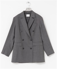 羊毛混紡西裝外套(灰色條紋-36-其他灰色)