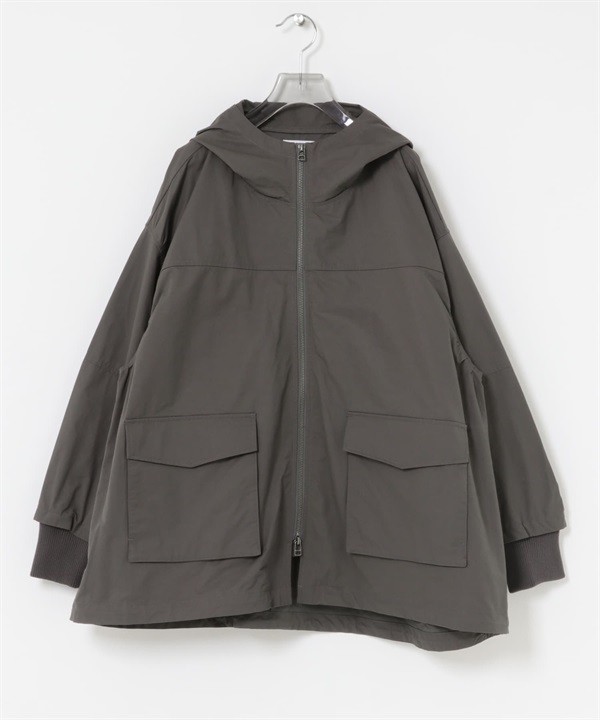 棉尼龍連帽登山外套(炭灰色-FREE-CHARCOAL GRAY)