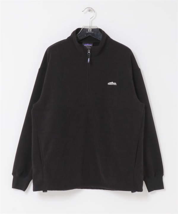 【別注】THOUSAND MILE / 針織刷毛半拉鍊套衫(黑色-M-BLACK)