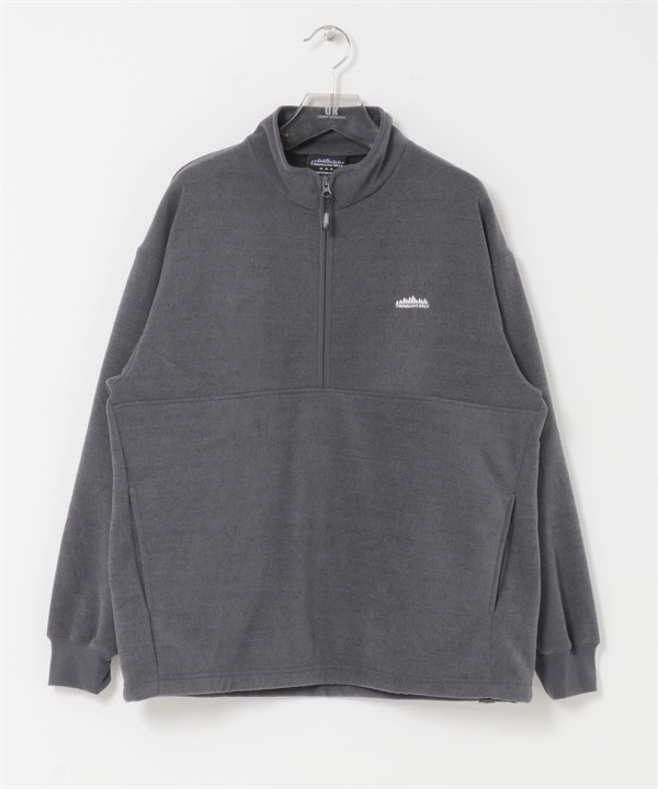 【別注】THOUSAND MILE / 針織刷毛半拉鍊套衫(炭灰色-M-CHARCOAL GRAY)