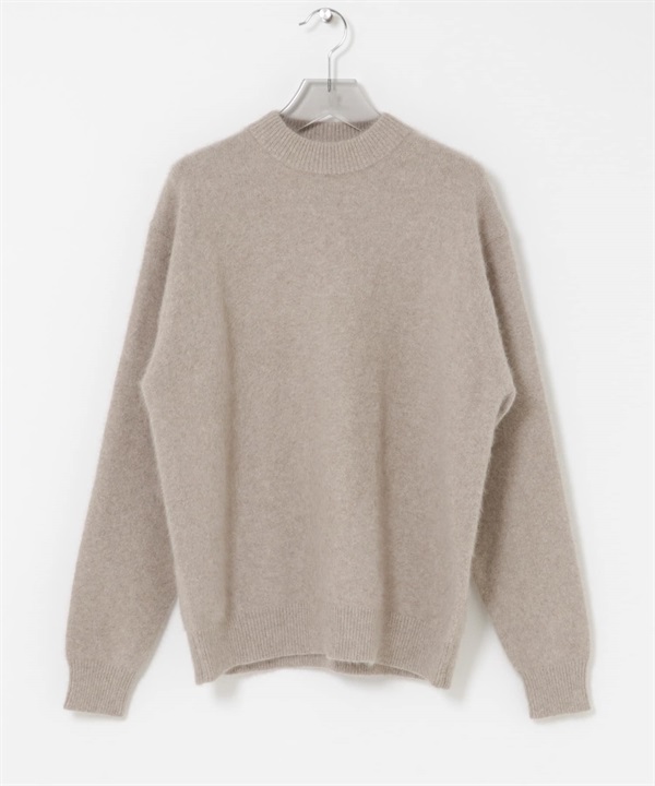 狐狸毛喀什米爾圓領針織衫(灰膚色-M-其他膚色)