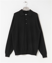 美麗諾羊毛針織POLO衫(黑色-M-BLACK)