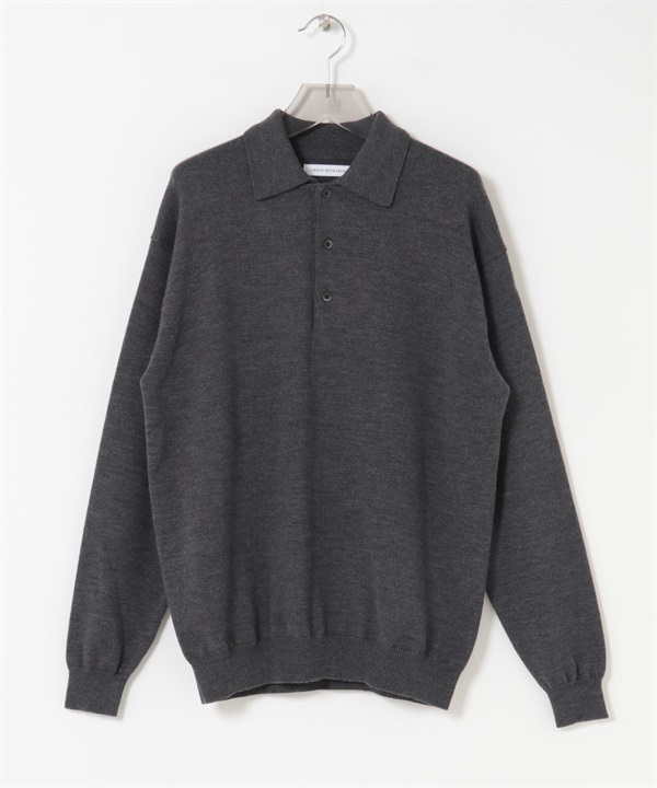 美麗諾羊毛針織POLO衫(炭灰色-M-CHARCOAL GRAY)