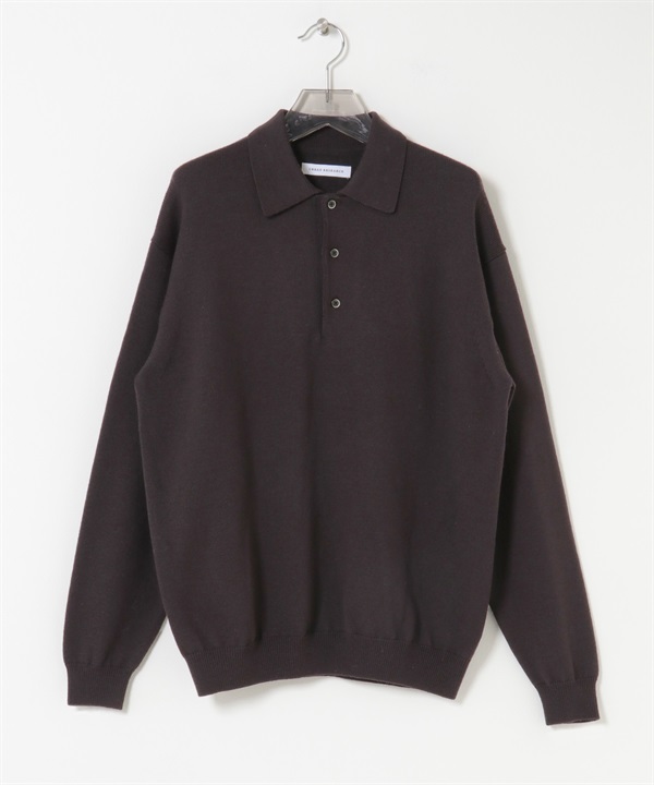 美麗諾羊毛針織POLO衫(棕色-M-BROWN)