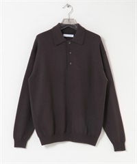 美麗諾羊毛針織POLO衫(棕色-M-BROWN)