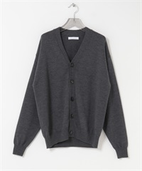 美麗諾羊毛寬版開襟衫(炭灰色-M-CHARCOAL GRAY)