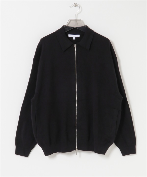 棉混喀什米爾拉鍊開襟衫(黑色-M-BLACK)