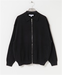 棉混喀什米爾拉鍊開襟衫(黑色-M-BLACK)