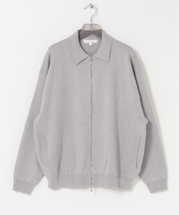 棉混喀什米爾拉鍊開襟衫(ICE 灰色-M-LIGHT GRAY)